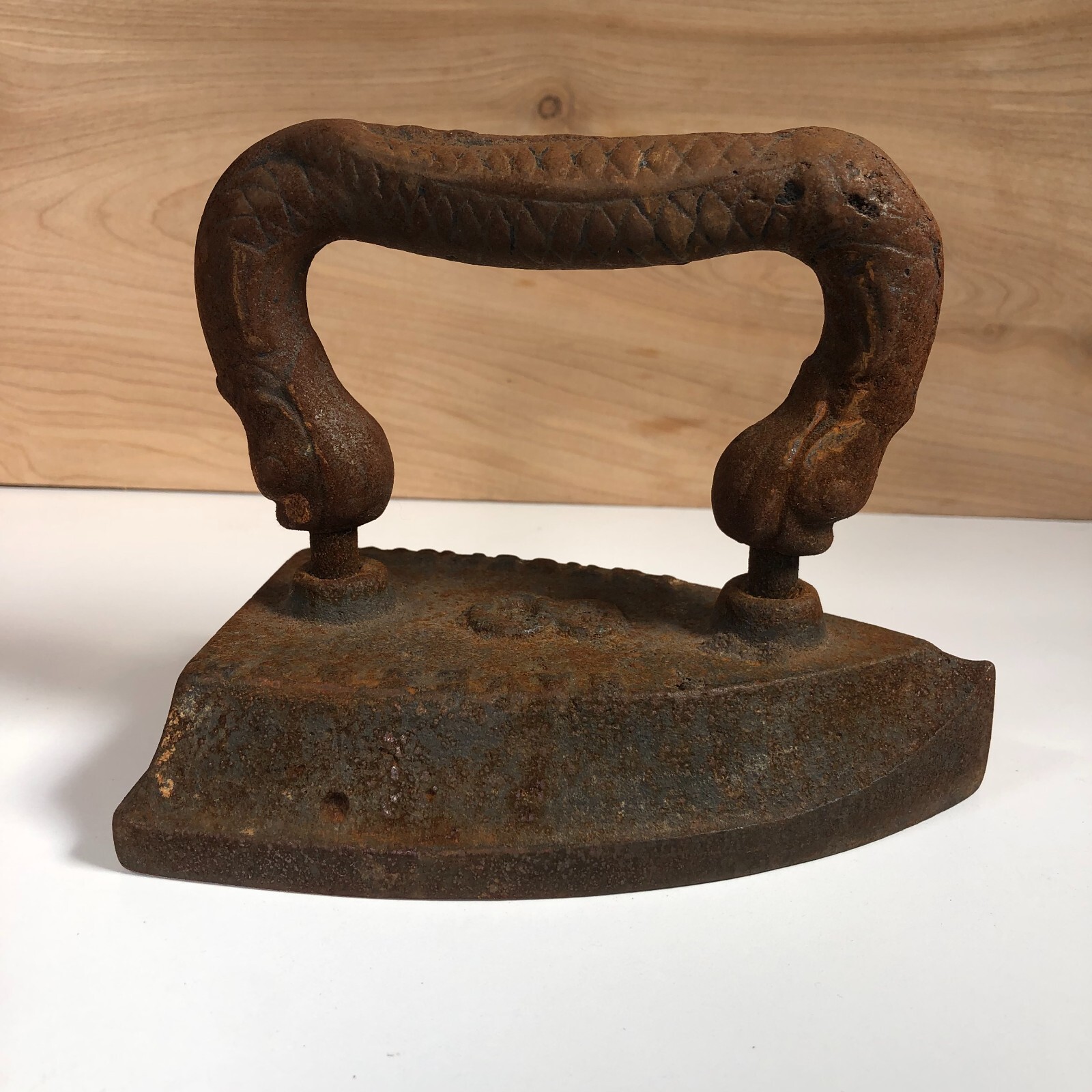 Flat Sad Iron Ornate Handle Slipper Tip Rustic