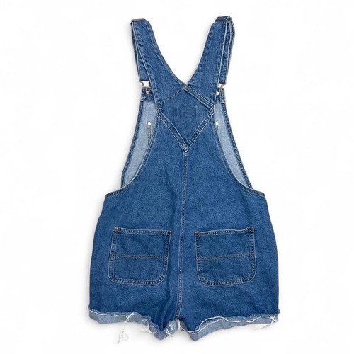 Vecchia salopette blu navy denim western boho donna pantaloncini medi - Foto 6 di 6