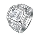 Wedding Band Ring Size 7-16 Amr14 Men'S Cz .925 Sterling Silver Anniversary