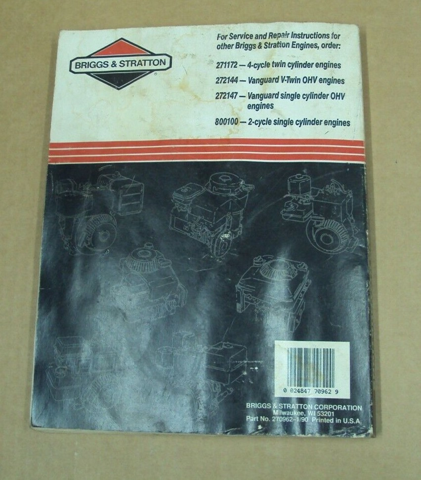 BRIGGS & STRATTON Service Repair Single Cylinder 4-Cycle Engines