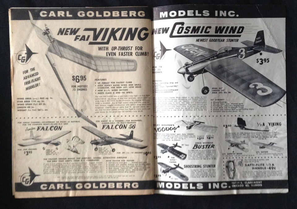 Revista de avión de juguete modelo de julio de 1963 de colección ~ Steerman Biplane ~ British Nieuport Foto 3 de 4