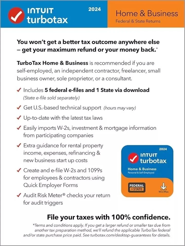 TurboTax Home & Bus 2024 Tax Software Fed & State Tax Win & Mac CODE - SHIPS 24 - Image 3 of 3