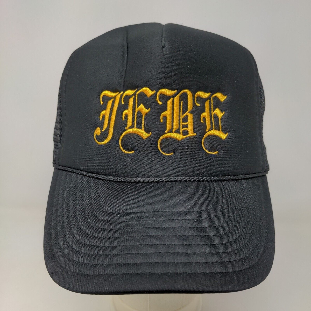 Nissin Men's Snapback Mesh Back Trucker Hat Black Embroidered Logo