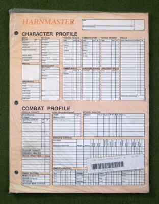Harnmaster Character Profile (Harn RPG Character Sheets) Columbia Games
