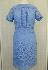 Oasis Dress Size XS Powder Blue Floral Lace Short Sleeves Mini Party Wedding