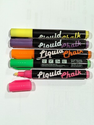 5er SET Liquid Chalk Marker / Kreidemarker - NEU Fenster & Board abwischbar  5mm