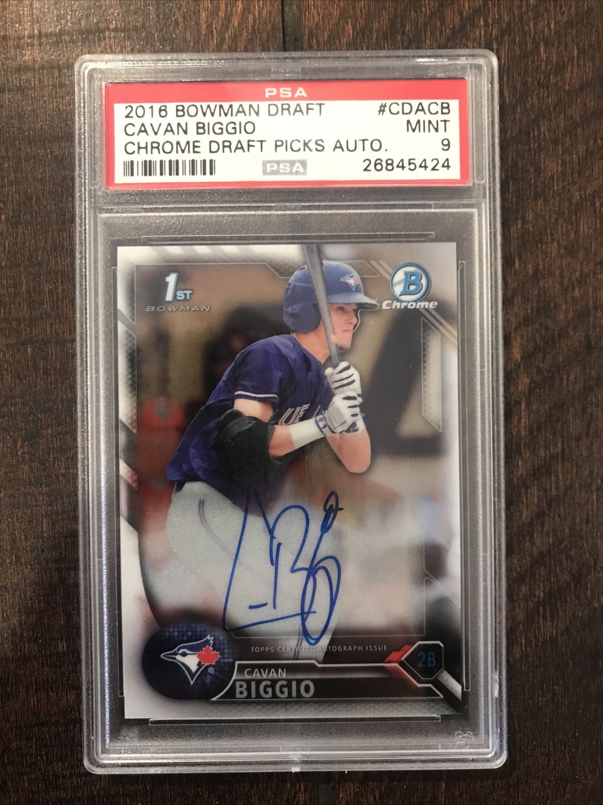 Cavan Biggio 2016 Bowman Chrome 1st AUTO PSA 9 Mint Autograph Rookie RC Draft