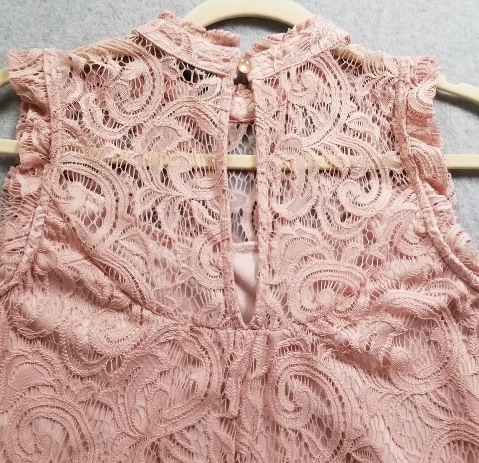 Blusa Heartsul Feminina Extra Grande XL Rosa Floral Renda Sem Mangas Elástica Coquete - Imagem 4 de 4