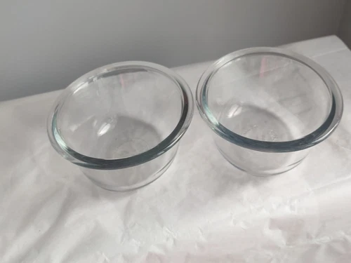 Vintage Anchor Hocking 1019 Clear Glass Oval Set of 2  10oz  Custard Cups