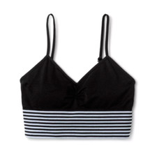 Maidenform Girls' Seamless Ruched Long Line Bra Size Small Black Striped