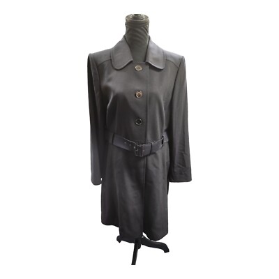 Isabella DeMarco Black Long Pea Coat with Belt Women's Size 12