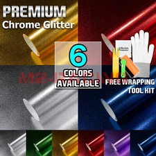 Chrome Glitter Sparkles Shine Vinyl Wrap Sticker Decal Bubble Free Sheet Film