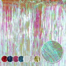 50cm Holographic Foil Lametta,X'mas Party Decor Tinsel,Backdrop Streamer Curtain