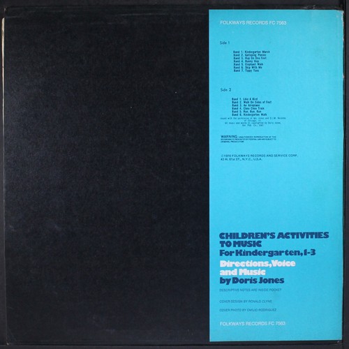 DORIS JONES: children's activities to music FOLKWAYS 12" LP 33 RPM - Picture 2 of 2