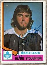 1974-75 OPC #348 BLAINE STOUGHTON RARE AUTO ROOKIE CARD TORONTO MAPLE LEAFS!!. rookie card picture