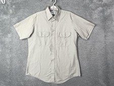 VTG Wrangler Shirt Mens Large Gray Uniform Work SS Button Up USA Made 70s 80s