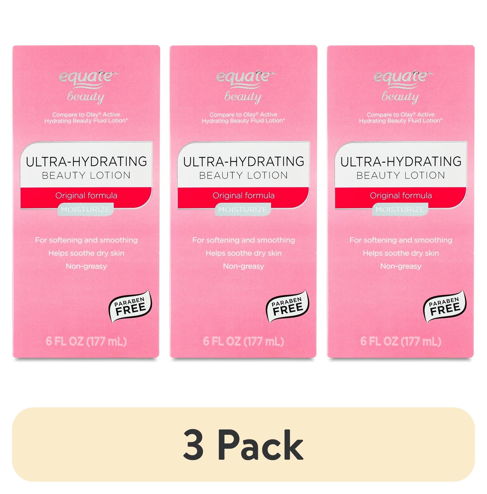 (3 pack) Equate Ultra Hydrating Beauty Lotion, 6 fl oz