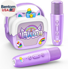 Mini Karaoke Machine for Kids Girls: Unicorn Portable Bluetooth Speakers with 2