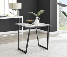 **Seconds** Carson Square White Marble Effect and Black Metal 2 Seater Dining T