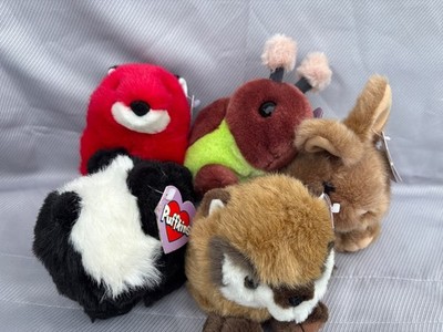 PUFFKINS NOS lot of 5, with tags skunk, rabbit