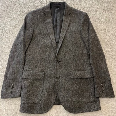J.Crew Ludlow Herringbone Tweed Wool Blazer Mens 39R Gray Moon British Cloth
