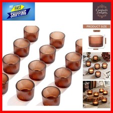 Elegant Brown Glass Tealight Votive Candle Holders 12-Pack 5 x 3.5 cm