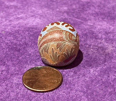 RARE-GREGORY LONEWOLF-NATIVE AMERICAN-MINIATURE-SEED POT-SMALLEST EVER-JUST 3/4''
