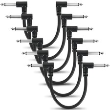 Guitar Patch Cables 3/6-Pack, 6-Inch Right Angle 1/4" TS Flat Cables