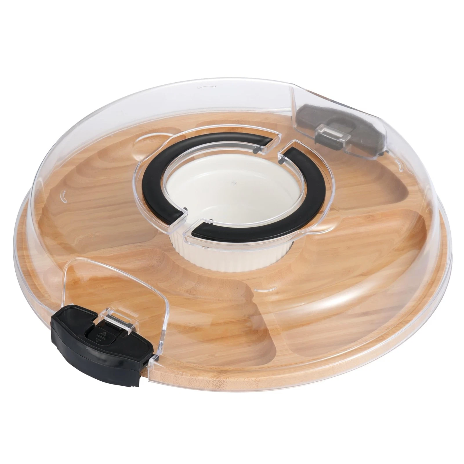 YANG Charcuterie Board with Lid, Divided Bamboo Serving Tray with Handle & Lo...