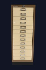 BISLEY Metal Filing Cabinet – 15 Drawer – Beige & Brown – Vintage Office Storage