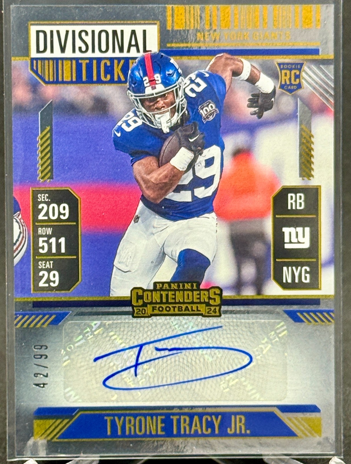 2024 Panini Contenders - Tyrone Tracy Jr - Divisional Ticket Auto /99 - RC