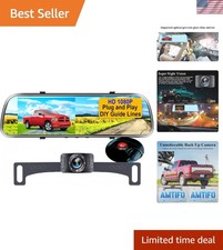 HD 1080P Backup Camera Mirror with Night Vision for Cars  SUVs - 4.3" Display