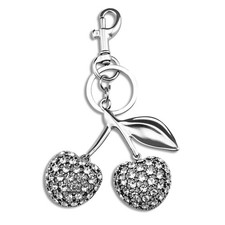 Cherry Keychain Silver Bag Charms For Handbags Purse Charms Silver Cherry Bag...