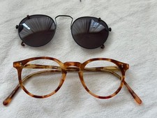 RARE Vintage Oliver Peoples O'Malley Eye Glasses Frame + Clip On Sunglasses