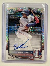 2025 Bowman 1st YEREMI CABRERA Chrome Speckle Refractor Auto #/299 Texas RANGERS
