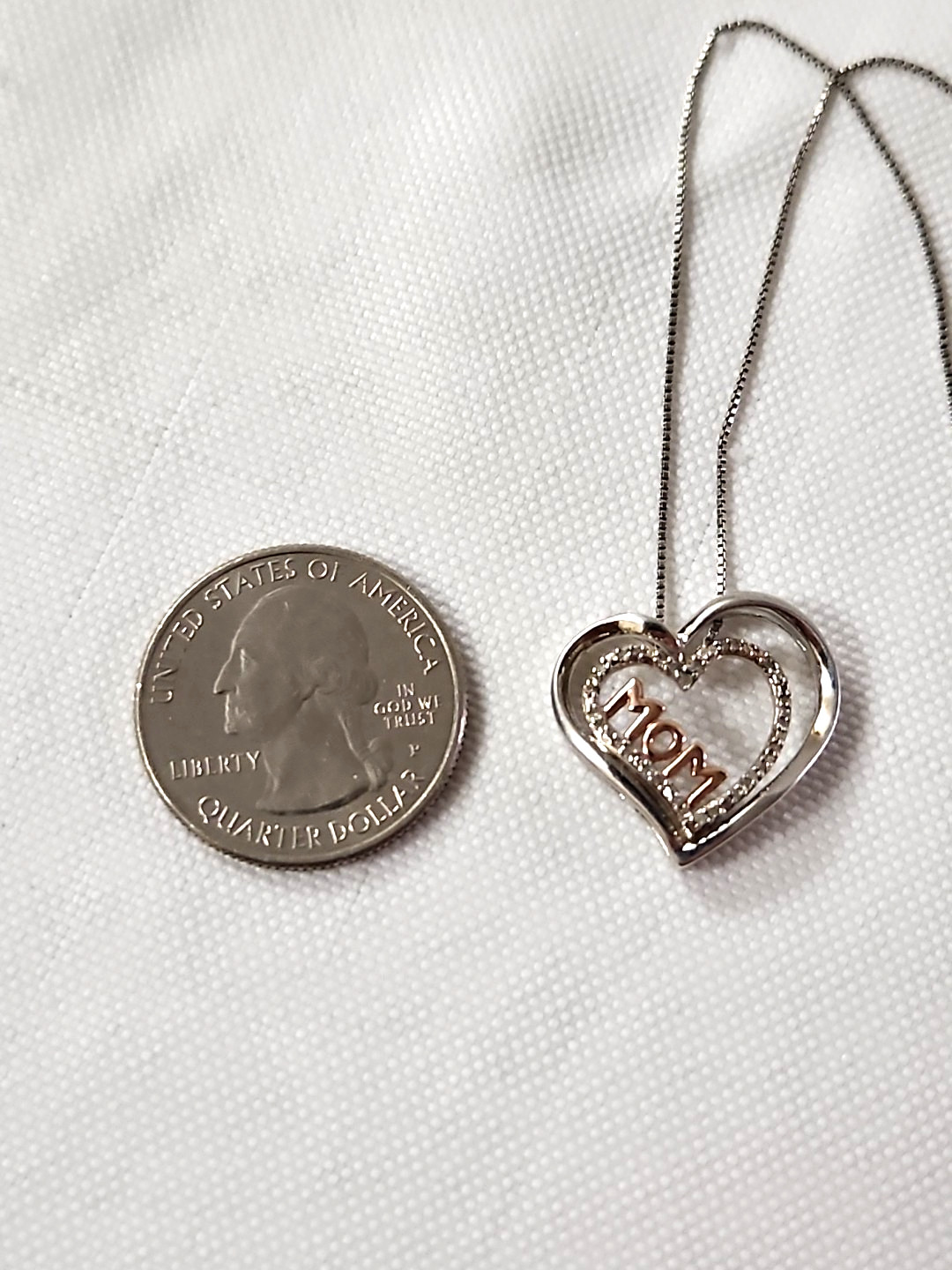 925 Solid Sterling Silver Double Heart Diamond "M… - image 3