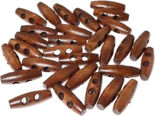 30PCS Brown 2 Hole 3Cm Scrapbooking Sewing Wood Toggle Buttons Stained Chery Ova