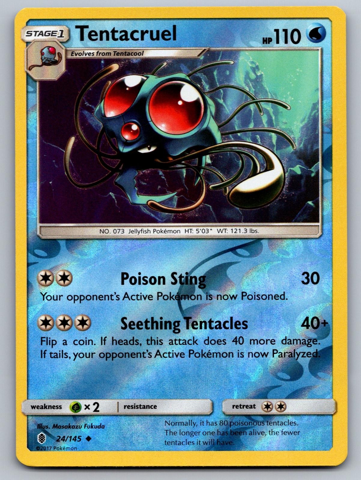 Tentacruel 24/145 Uncommon Guardians Rising Pokemon Reverse Holo Lightly Played