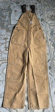 Carhartt Youth Boys Size 14 Overalls Brown Canvas Duck Bibs Adjustable Straps