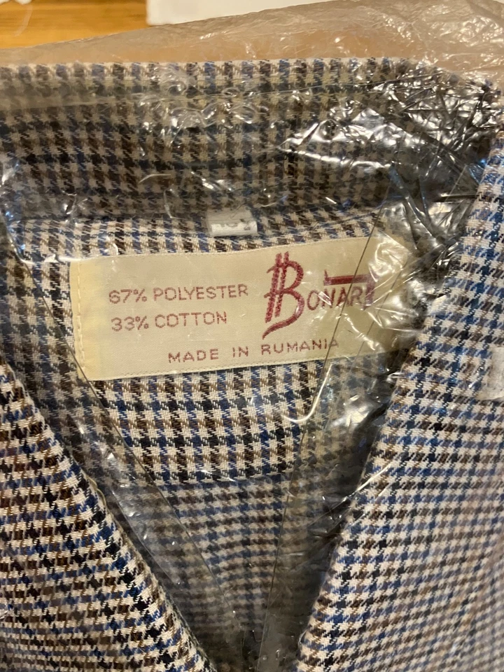 Vintage Bonart check shirt size 16.5 neck, 46 chest, NEW in packet - Image 4 of 4