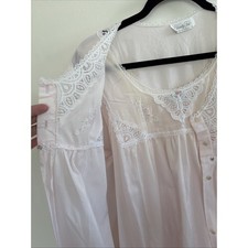Vintage Vanity Fair Pink Lace Floral Nightgown Robe Set 1X Pastel Sleepwear 2pc