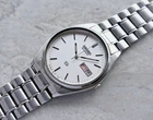 August 1992 Vintage Seiko Men's Watch Day Date White Steel Bracelet Quartz SQ