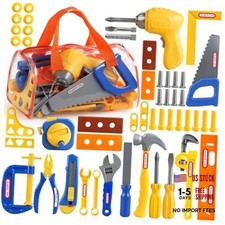52 Piece Pretend Play Tool Kit Set for Kids, Toy Tools with Screwdrivers,