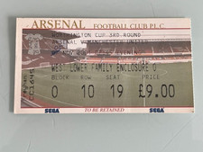 Arsenal v Manchester United Worthington (League) Cup 3rd Rd Ticket Stub  5/11/01