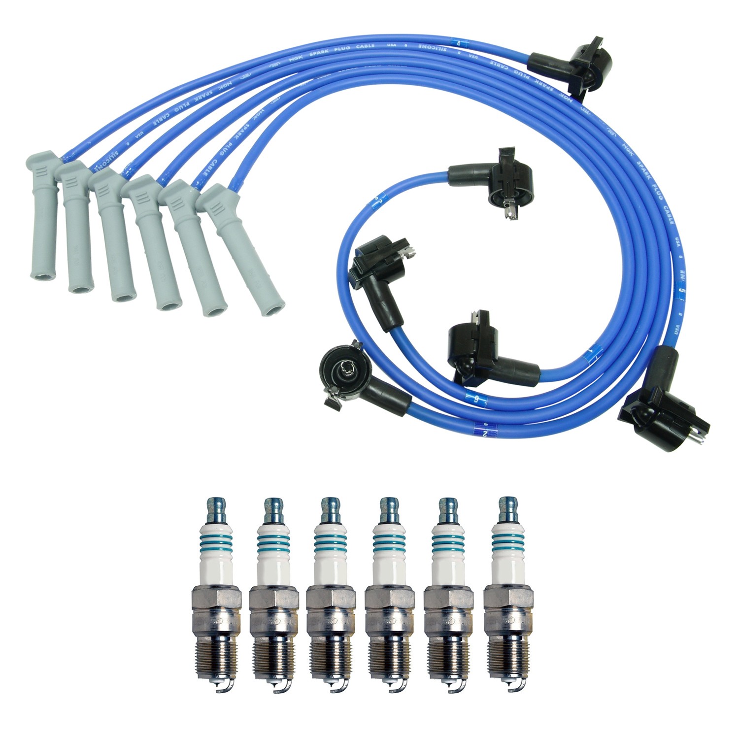 NGK 8mm Wire Set 6 Denso Iridium Spark Plug Kit For Explorer Mountaineer 4.0 V6