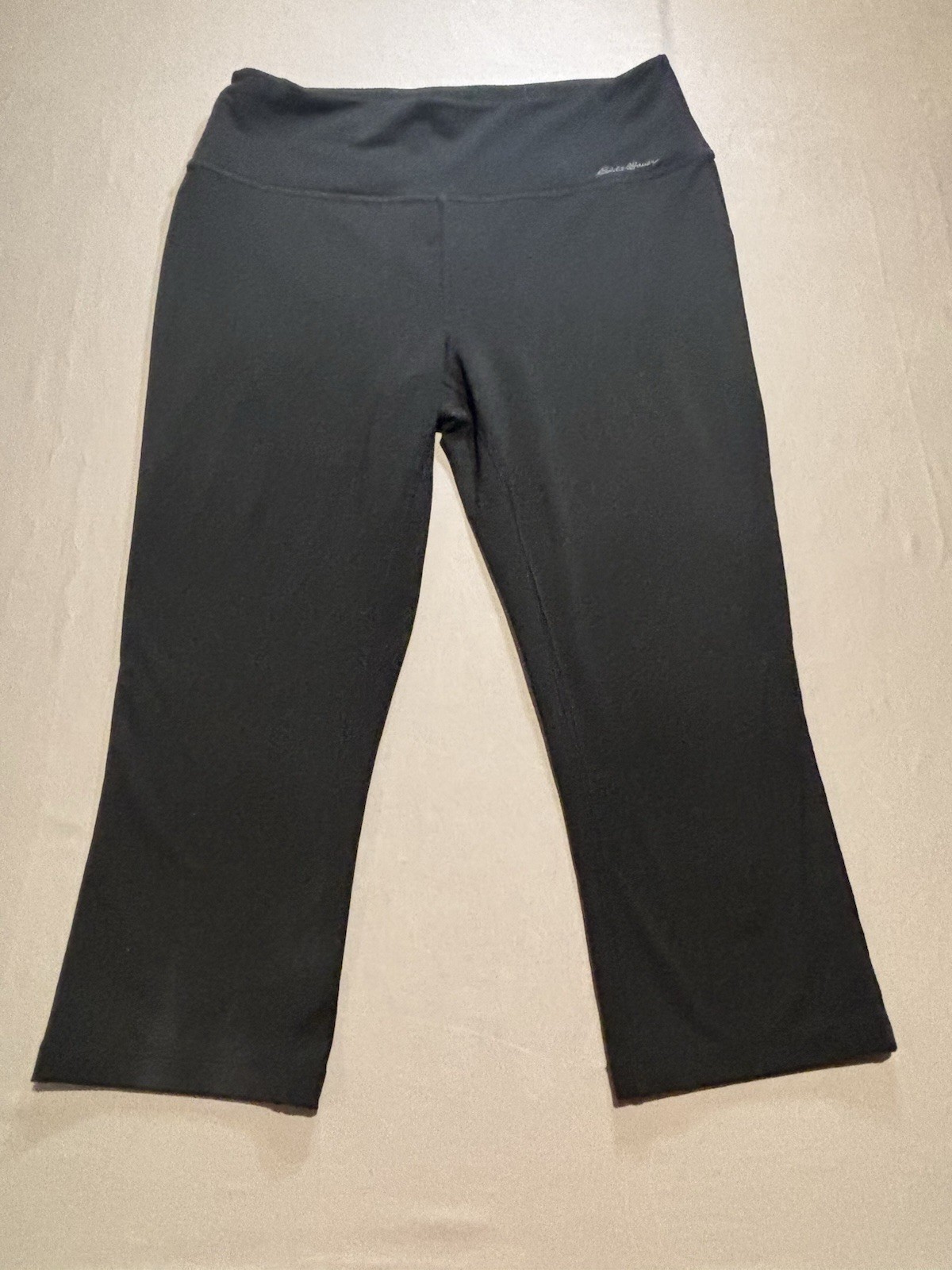 Eddie Bauer Womens Large Black Crop Flare Yoga Pants Leggings Athleisure Stretch