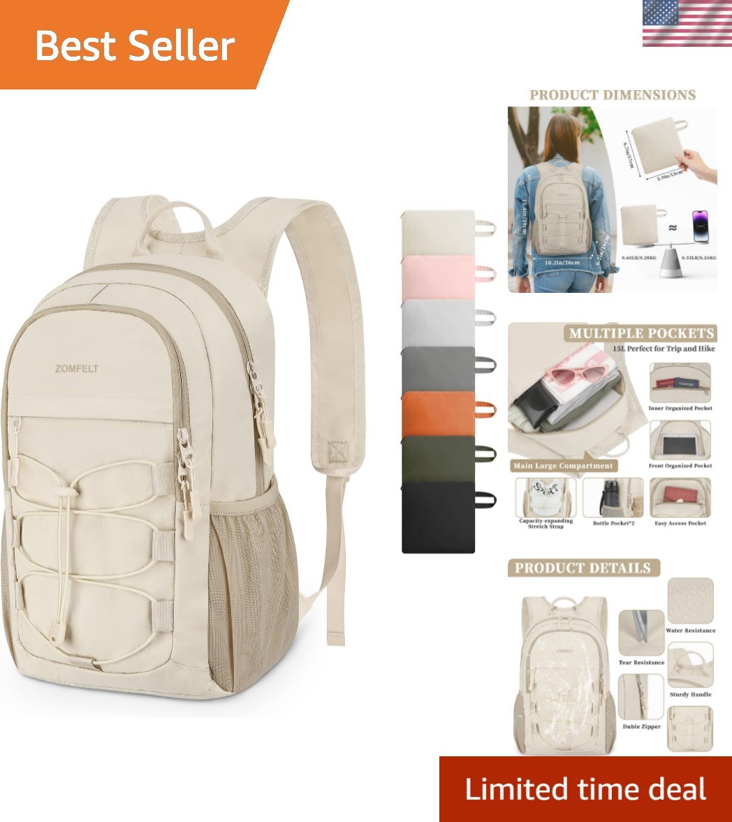 Hiking Backpack for Women Men, 15L Lightweight Packable Backpack for Trip, Wa... Hiking Backpack for Women Men, 15L Lightweight Packable Backpack for Trip, Wa...