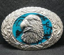 XD25106 SWEET VINTAGE 1970s EAGLE HEAD BIRD ANIMAL ARTWORK MENS BELT BUCKLE