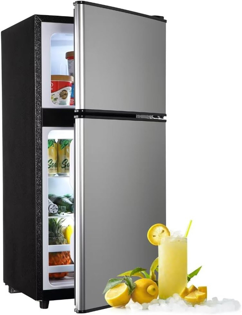 Compact 3.5 Cu.ft Energy Efficient Fridge With Freezer &Amp; Adjustable Thermostat