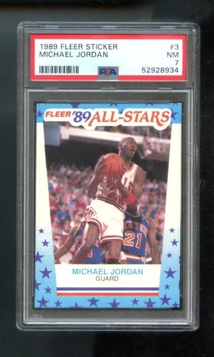 1989-90 Fleer Sticker #3 Michael Jordan PSA 7 Graded Basketball Card NBA 89-90